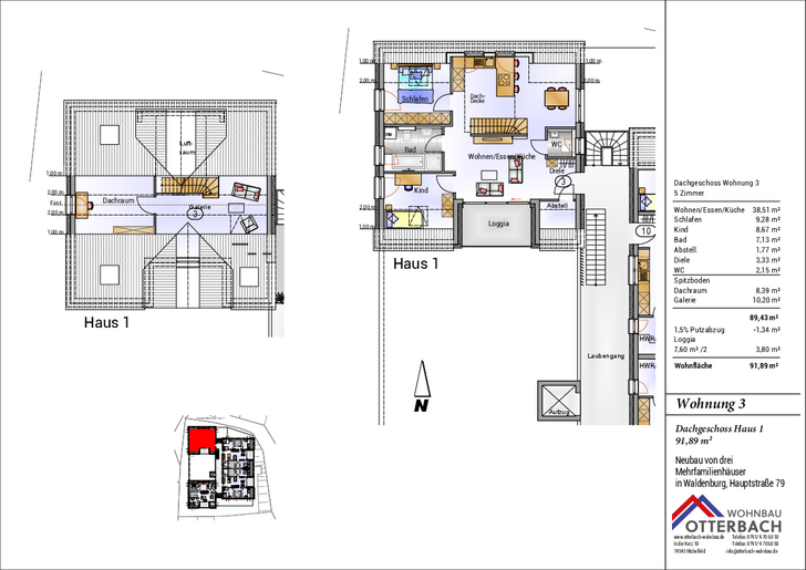 Bild 2: 5-Zi-Wohnung (DG) mit Loggia und Galerie