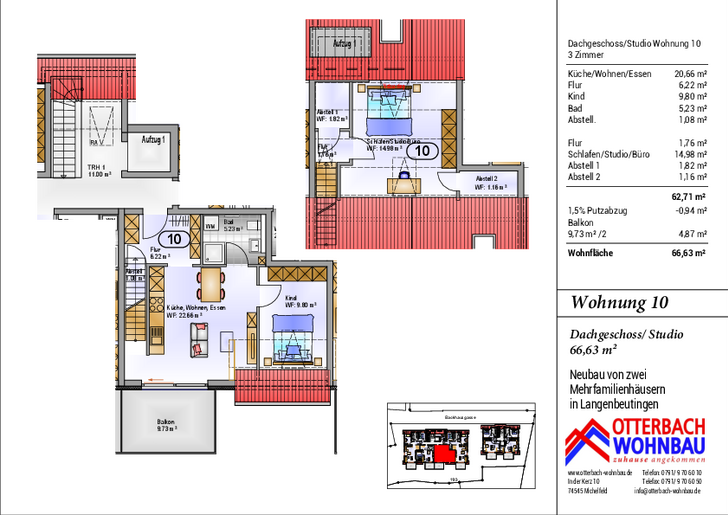 Bild 2: 3-Zi-Wohnung (DG) mit Balkon