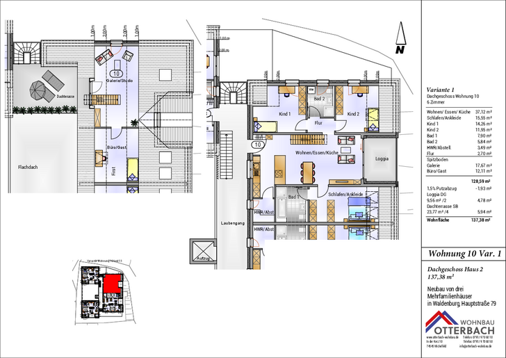 Bild 3: 5,5-Zi-Wohnung (DG) mit Loggia und Dachterrasse