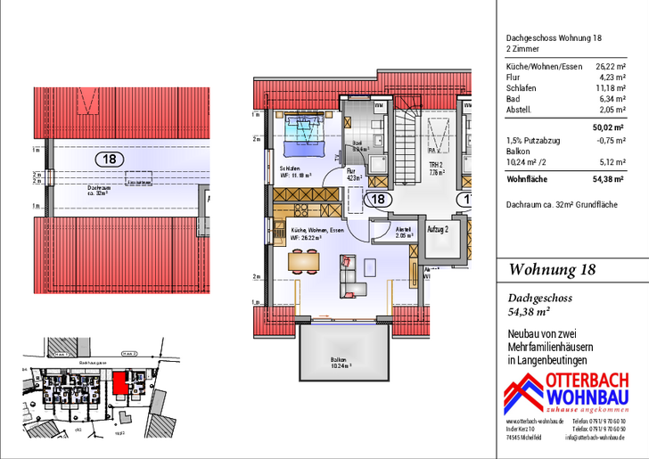 Bild 2: 2-Zi-Wohnung (DG) mit Balkon