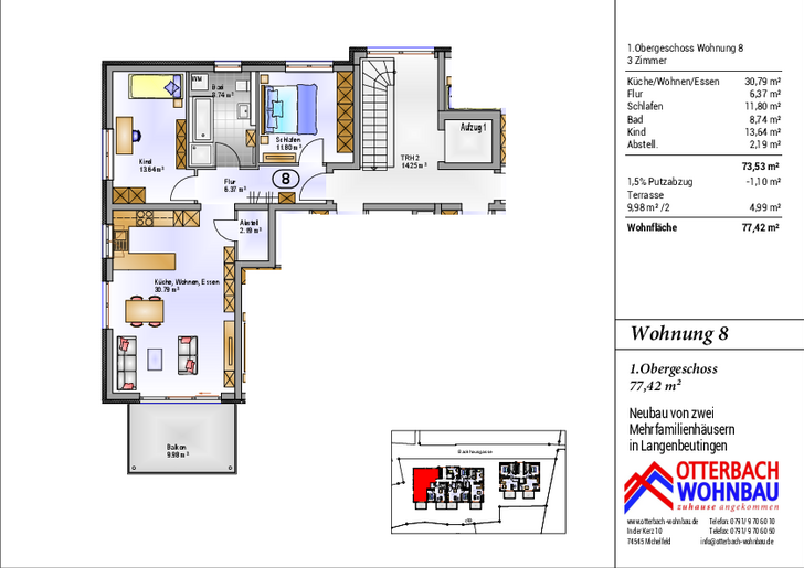 Bild 2: 3-Zi-Wohnung (OG) mit Balkon