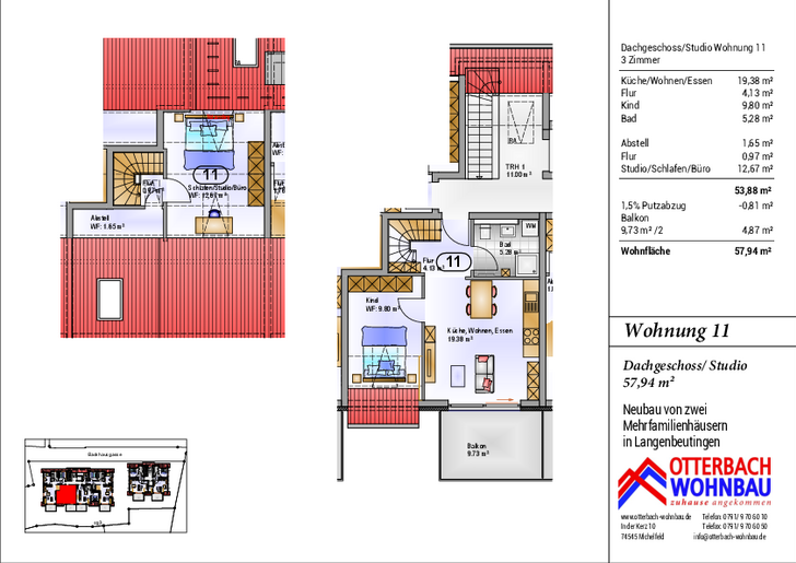 Bild 2: 3-Zi-Wohnung (DG) mit Balkon