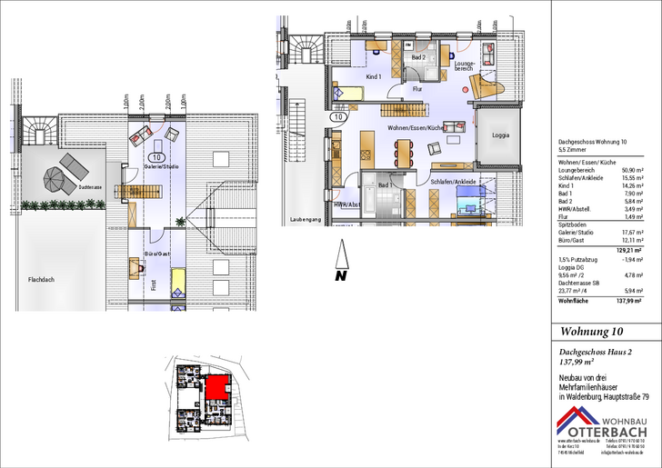 Bild 2: 5,5-Zi-Wohnung (DG) mit Loggia und Dachterrasse