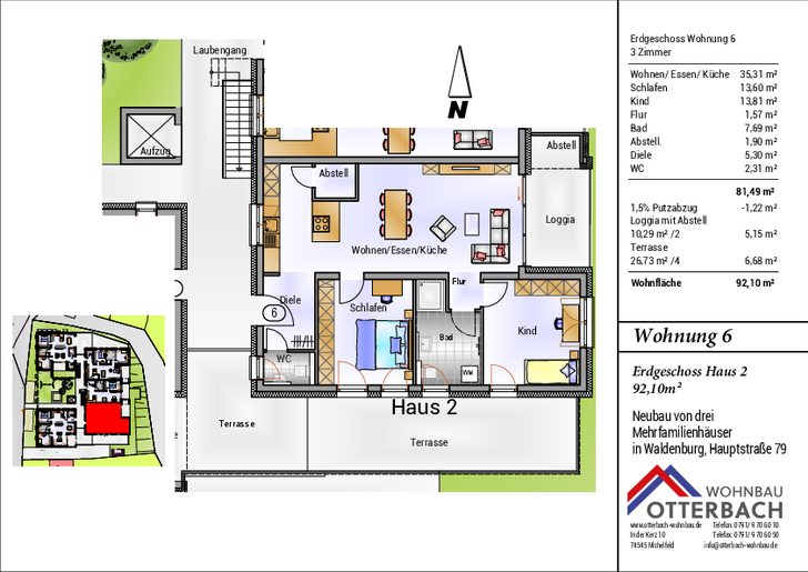 Bild 2: 3-Zi-Wohnung (EG) mit Terrasse